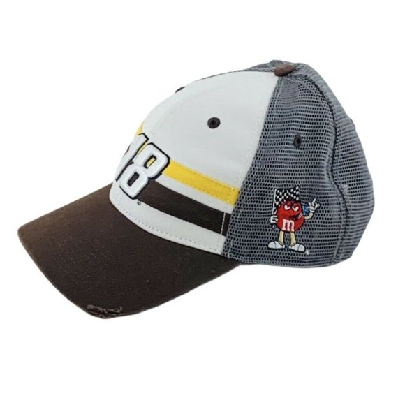 Kyle Busch #18 M&M's Joe Gibbs Racing NASCAR Adjustable Trucker Cap Hat - Picture 2 of 11